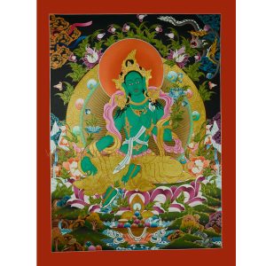 34.75”X 26.5” Green Tara Thangka Painting