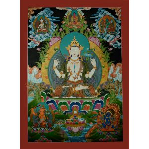 38.5"x28" Chenrezig Thangka Painting