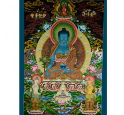 42.75″ x 30″ Medicine Buddha Thanka Painting