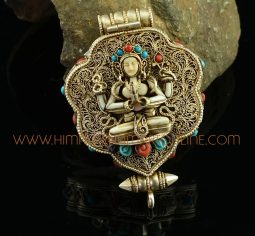 Chenrezig & Green Tara Silver Ghau Pendant