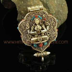 Chenrezig & Green Tara Silver Ghau Pendant