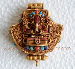 Chenrezig & White Tara Silver Ghau Pendant