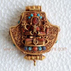 Chenrezig & White Tara Silver Ghau Pendant
