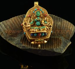 Green Tara & White Tara Silver Ghau Pendant