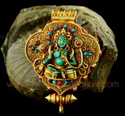 Green Tara & White Tara Silver Ghau Pendant