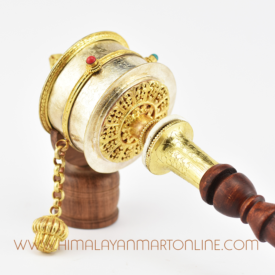 Silver Hand Held Prayer Wheel