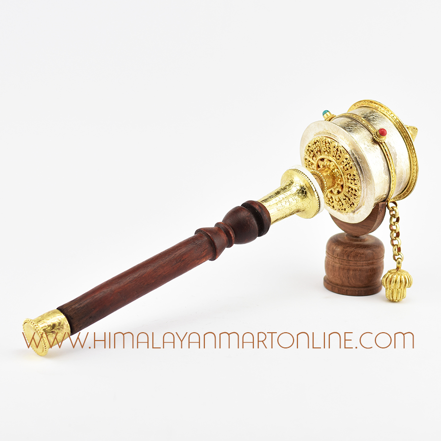 Silver Hand Held Prayer Wheel
