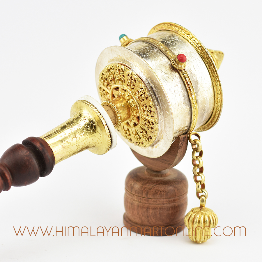 Silver Hand Held Prayer Wheel