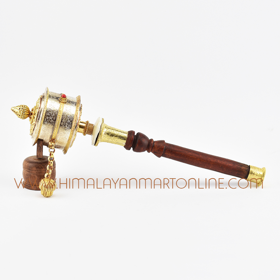 Silver Hand Held Prayer Wheel