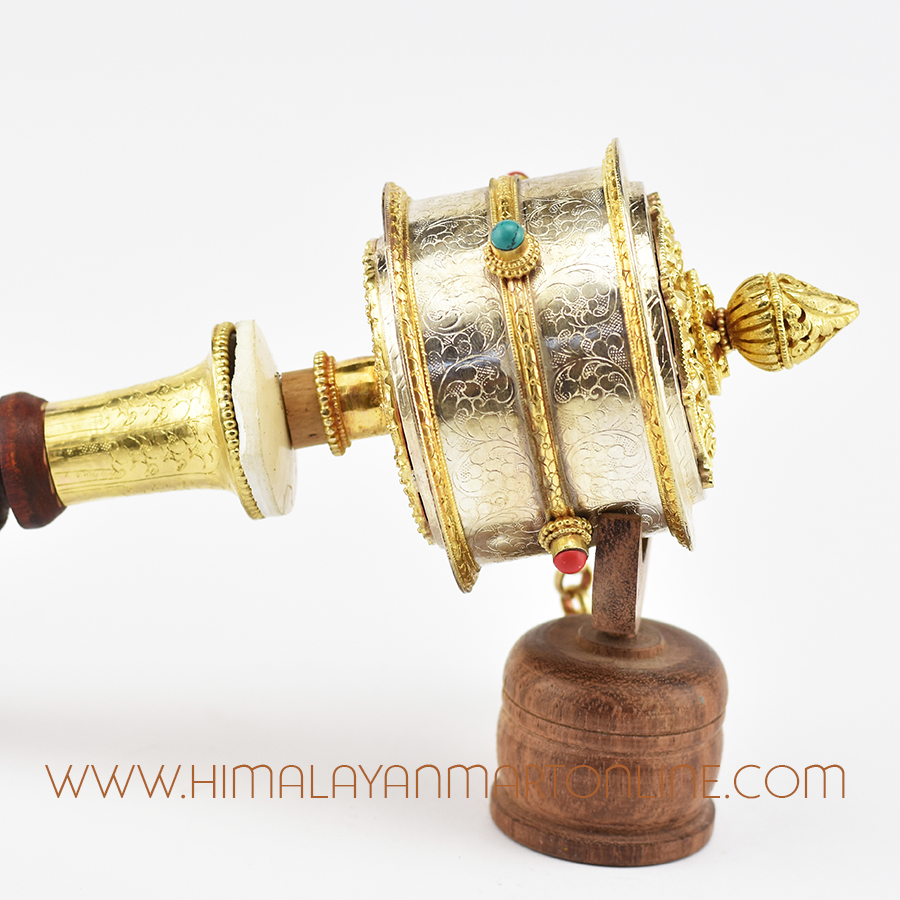 Silver Hand Held Prayer Wheel