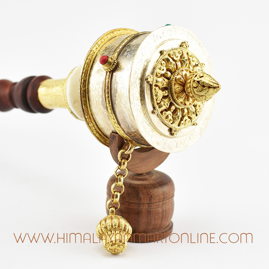 Silver Hand Held Prayer Wheel