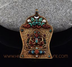 Chenrezig Ritual Silver Ghau Pendant