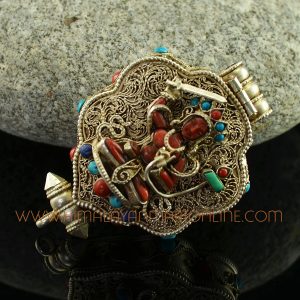 Manjushri & Green Tara Silver Ghau Pendant