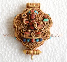 Manjushri & Green Tara Silver Ghau Pendant
