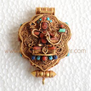 Manjushri & Green Tara Silver Ghau Pendant