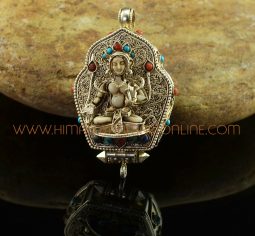 White Tara & Manjushri Silver Ghau Pendant