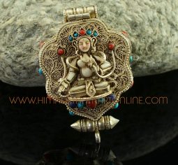 White Tara & Manjushri Silver Ghau Pendant