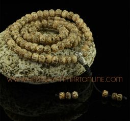 10 mm Om Mani Padme Hum Carved Bone 108 Beads Mala