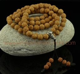 11 mm Om Mani Padme Hum Carved Bodhi Seed 108 Beads Mala