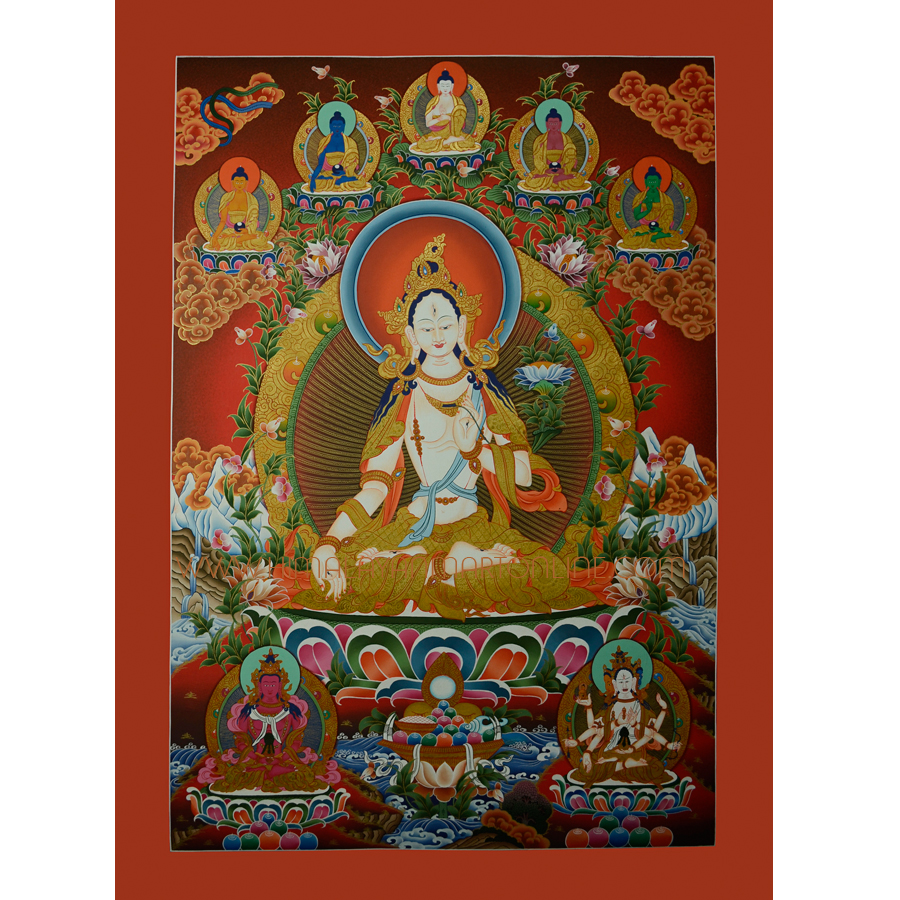 White Tara Religious Scroll Painting