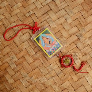 Yellow Dzambhala & the Mantra Auspicious Protection Door / Car Hanging Amulet