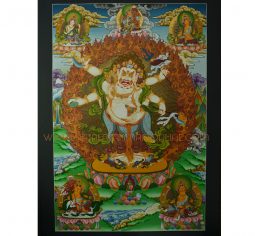 33.5″ x 23.5″ White Mahakala Thangka Painting