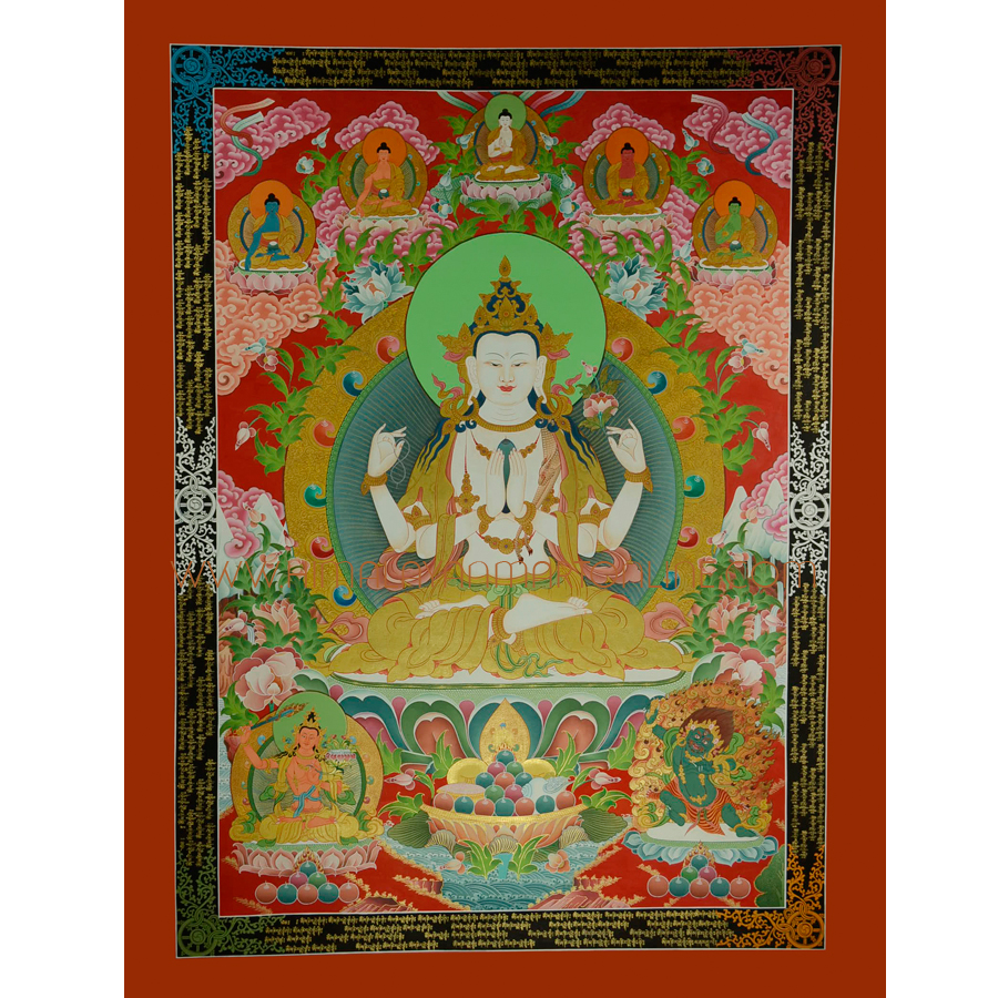 Chenrezig Religious Thangka Painting