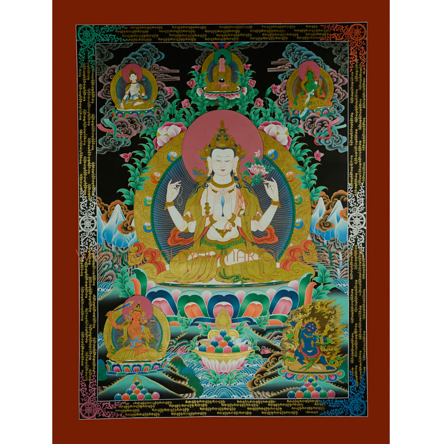 Chenrezig Thangka Scroll Painting