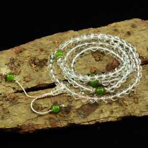 8 mm Crystal 108 Prayer Beads Mala with Jasper Partition Beads
