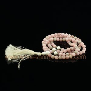 8 mm Lepidolite 108 Prayer Beads Mala with Conch Shell Partition Beads