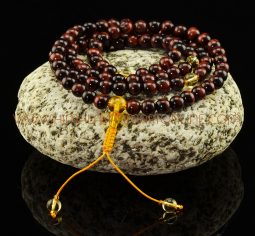 9 mm Bronzite 108 Prayer Beads Mala with Citrine Partition Beads