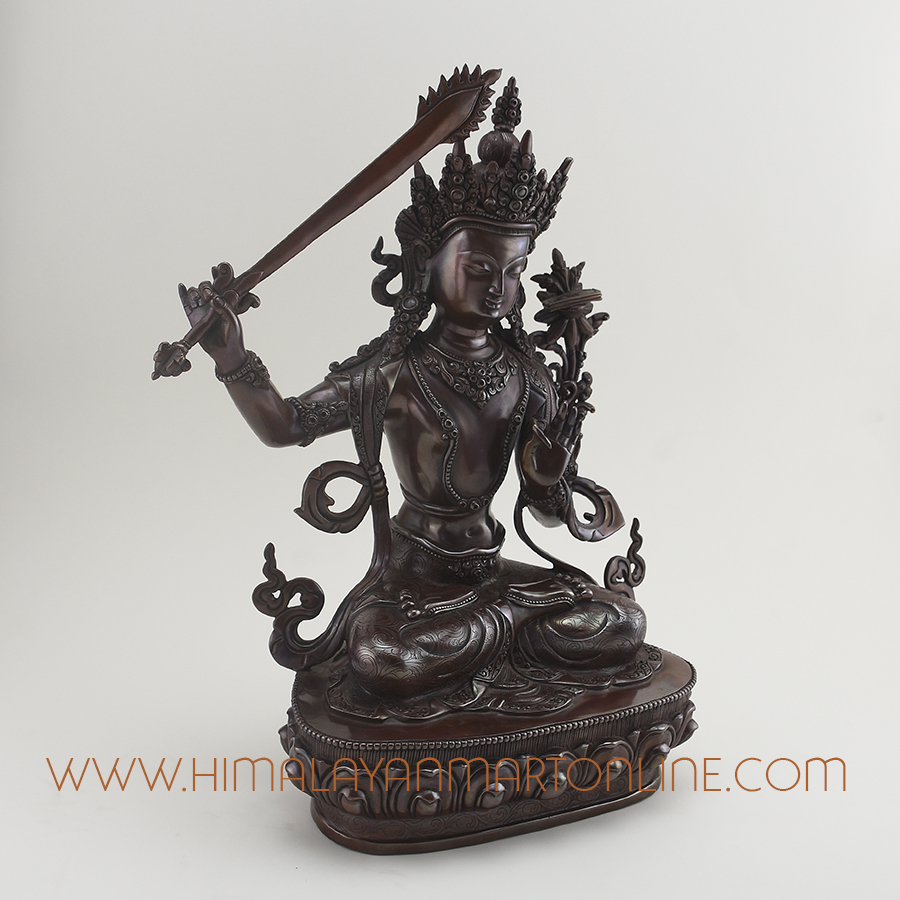 Hand Carved Manjushri Copper Statue