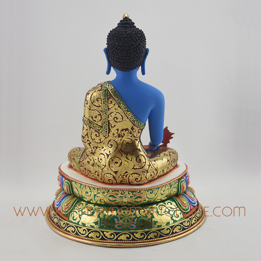 Hand Painted Medicine Buddha Statue: Medicine Buddha Supreme Healer