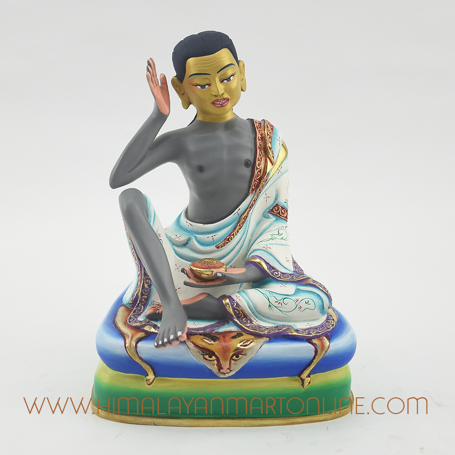 Painted Milarepa Copper Statue