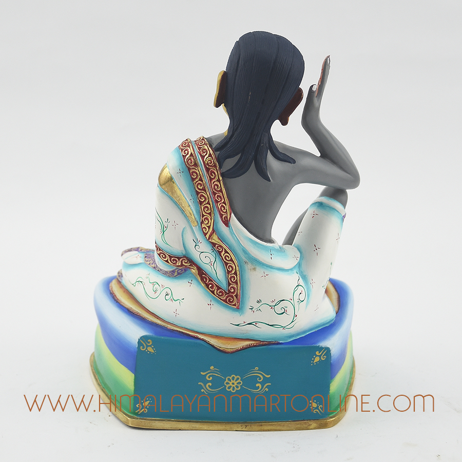 Painted Milarepa Copper Statue