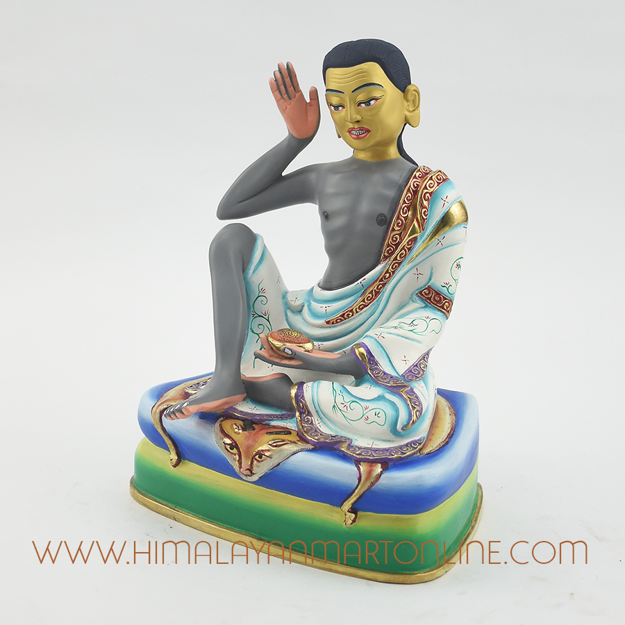 Painted Milarepa Copper Statue