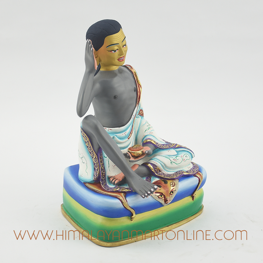 Painted Milarepa Copper Statue
