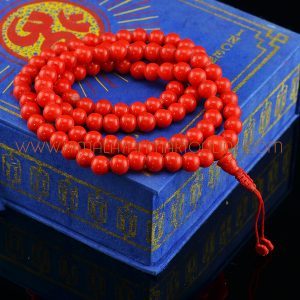 8 mm Indian Coral Powder 108 Beads Meditation Prayer Japa Mala