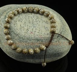 8 mm Om Mane Padme Hum Carved Conch Shell 21 Prayer Beads Wrist Mala