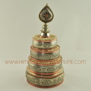 5.25” White Metal Offering Mandala Set