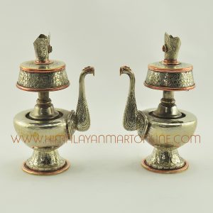 6" White Metal Bhumpa Set