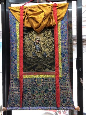22" x 16" Vajrapani Thankga With Brocade
