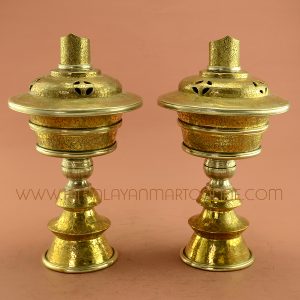 12" Tibetan Buddhism Brass Butter Lamps Set