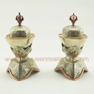 6.5" White Metal Kapala Set