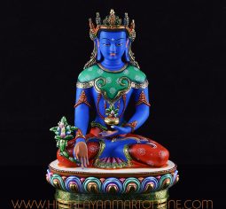 Hand Painted Crowned Medicine Buddha Statue