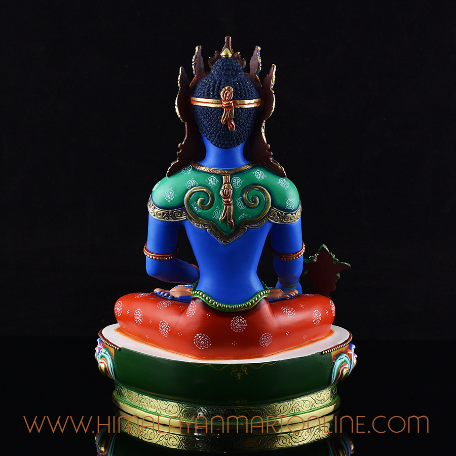 Hand Painted Crowned Medicine Buddha Statue