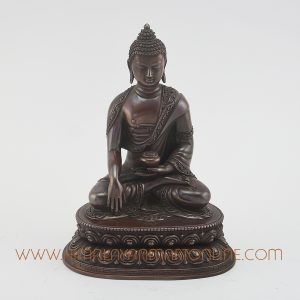 Hand Carved Shakyamuni Buddha Copper Statue in Oxidation Finish