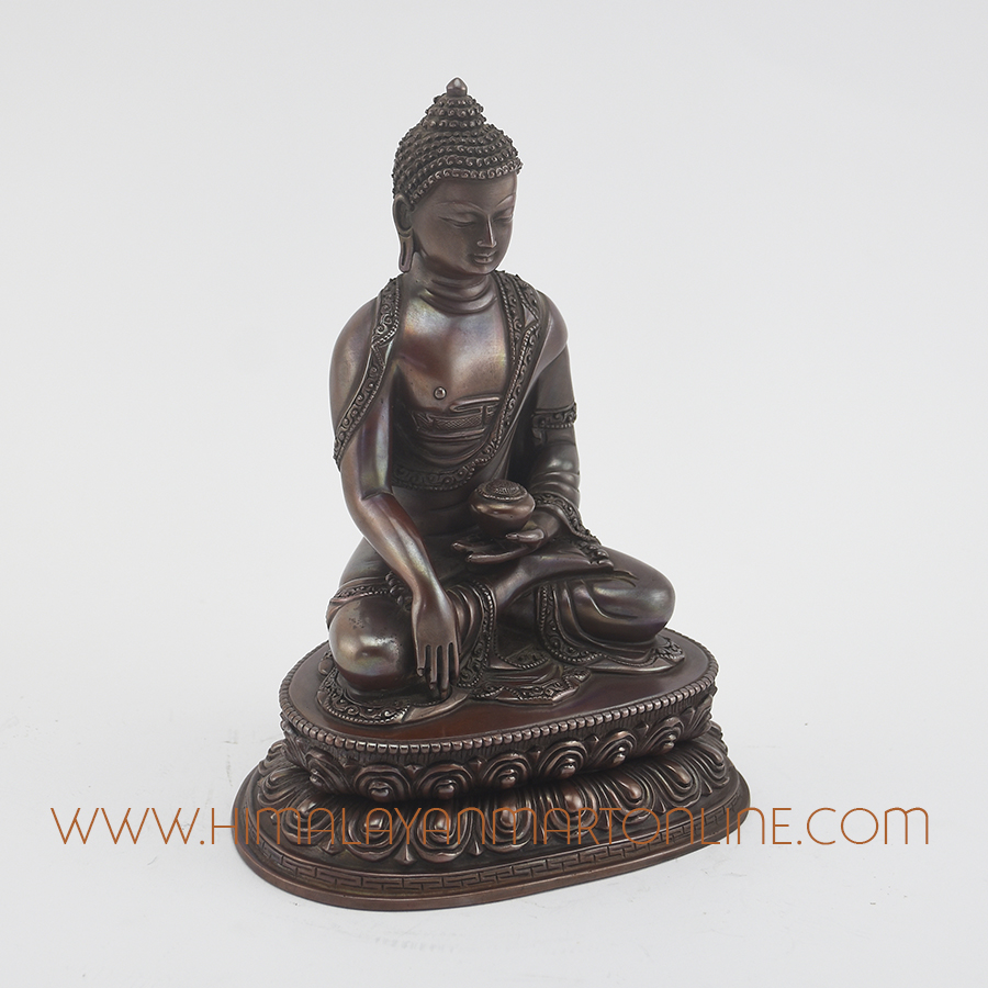 Hand Carved Shakyamuni Buddha Copper Statue in Oxidation Finish