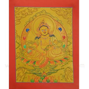 Lion Yellow Dzambhala Thangka Scroll Painting