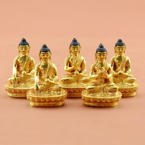 Dhyani Pancha Buddha Copper Statues Set